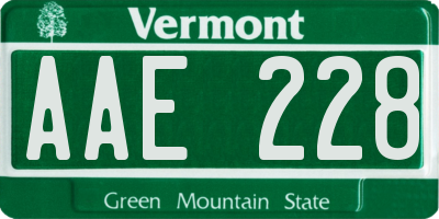 VT license plate AAE228