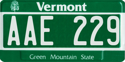 VT license plate AAE229