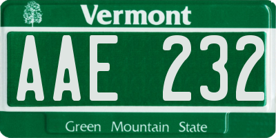 VT license plate AAE232