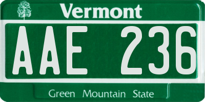 VT license plate AAE236