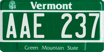 VT license plate AAE237