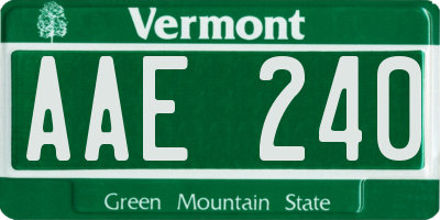 VT license plate AAE240