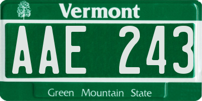 VT license plate AAE243