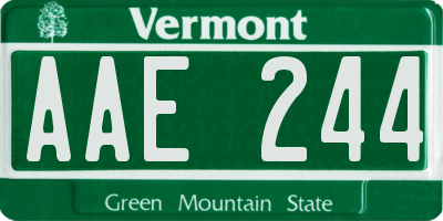 VT license plate AAE244