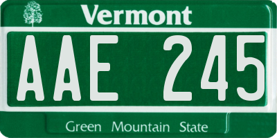 VT license plate AAE245