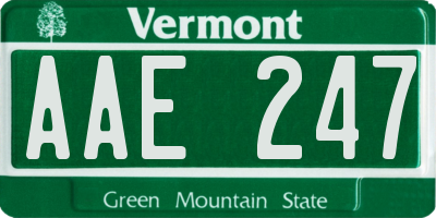 VT license plate AAE247