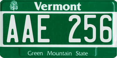 VT license plate AAE256