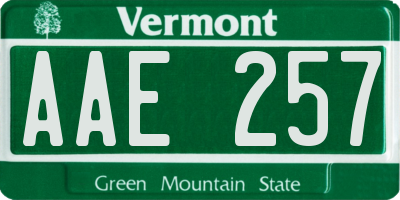 VT license plate AAE257