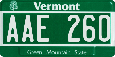 VT license plate AAE260