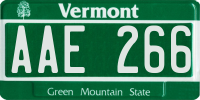 VT license plate AAE266