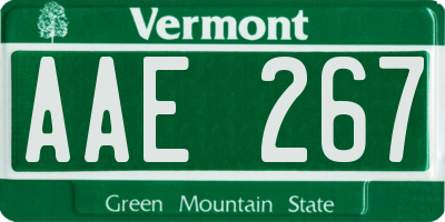 VT license plate AAE267