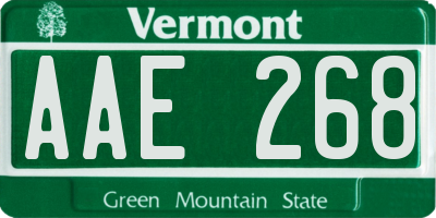 VT license plate AAE268