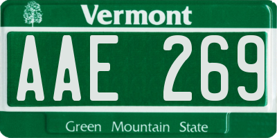 VT license plate AAE269