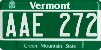 VT license plate AAE272