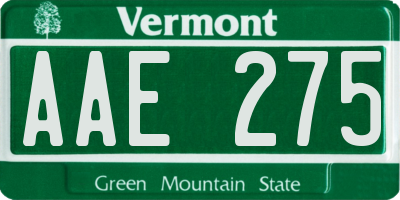 VT license plate AAE275