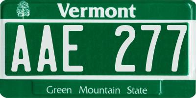 VT license plate AAE277