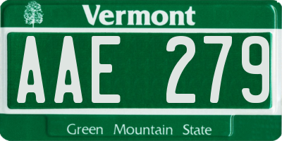 VT license plate AAE279