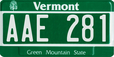 VT license plate AAE281