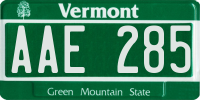 VT license plate AAE285