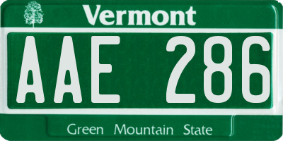 VT license plate AAE286