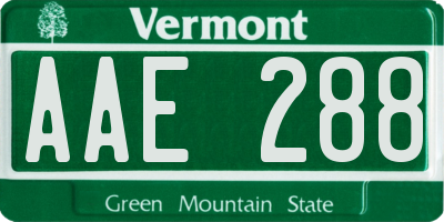 VT license plate AAE288