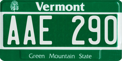 VT license plate AAE290