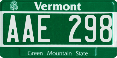 VT license plate AAE298