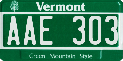 VT license plate AAE303