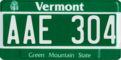 VT license plate AAE304