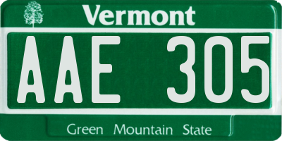 VT license plate AAE305