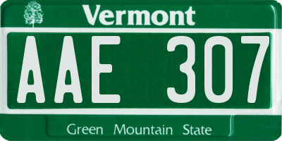 VT license plate AAE307