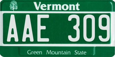 VT license plate AAE309