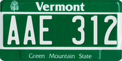 VT license plate AAE312