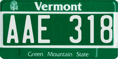 VT license plate AAE318