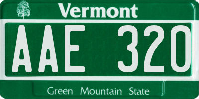 VT license plate AAE320