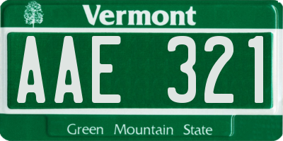 VT license plate AAE321