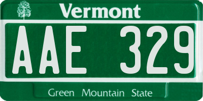 VT license plate AAE329