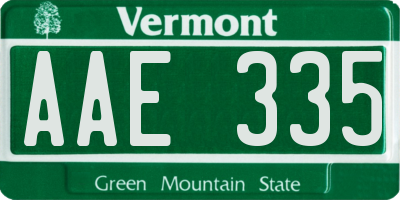 VT license plate AAE335