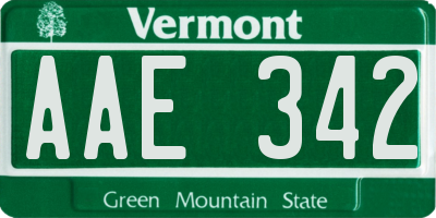 VT license plate AAE342