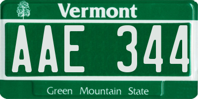 VT license plate AAE344