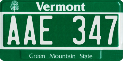 VT license plate AAE347