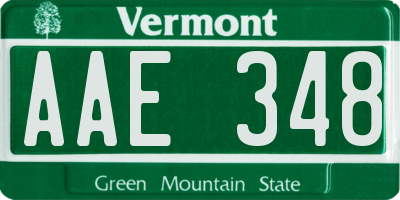 VT license plate AAE348