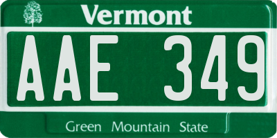 VT license plate AAE349