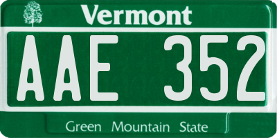 VT license plate AAE352