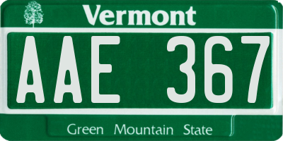 VT license plate AAE367