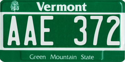 VT license plate AAE372