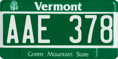 VT license plate AAE378