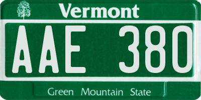 VT license plate AAE380