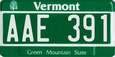 VT license plate AAE391