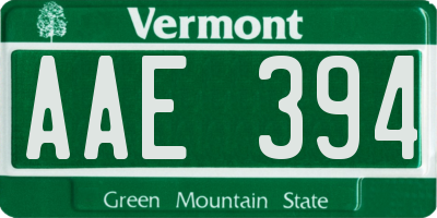 VT license plate AAE394